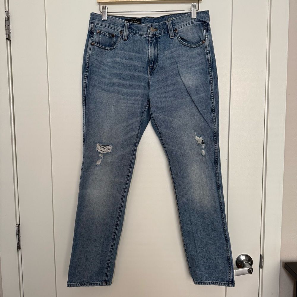 J Crew Jeans Broken In Boyfriend Womens Size 29 Blue Distressed Denim Cotton